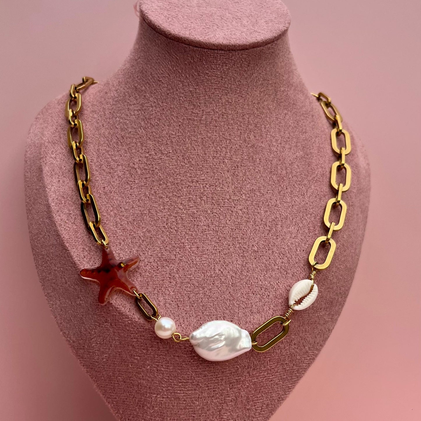 collier charm fait main en forme d'étoile de mer