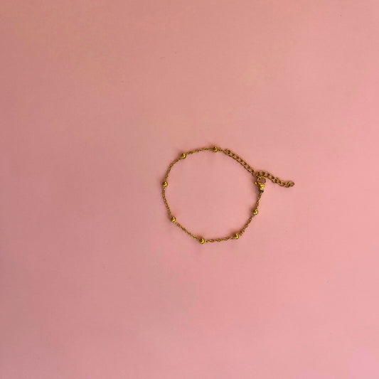 Bracelet chaîne satellite perles personnalisable Lodzé, acier inoxydable