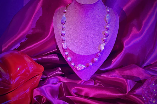 Collier en perles de culture fait main - en perles véritables et acier inoxydable