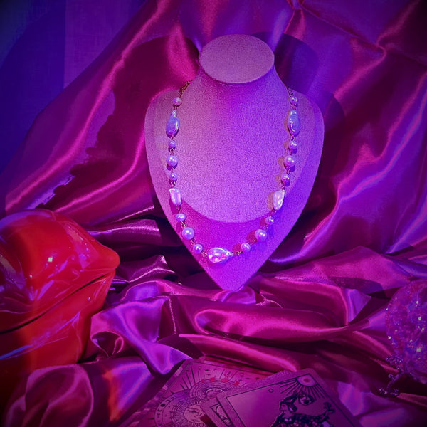 Collier en perles de culture fait main - en perles véritables et acier inoxydable