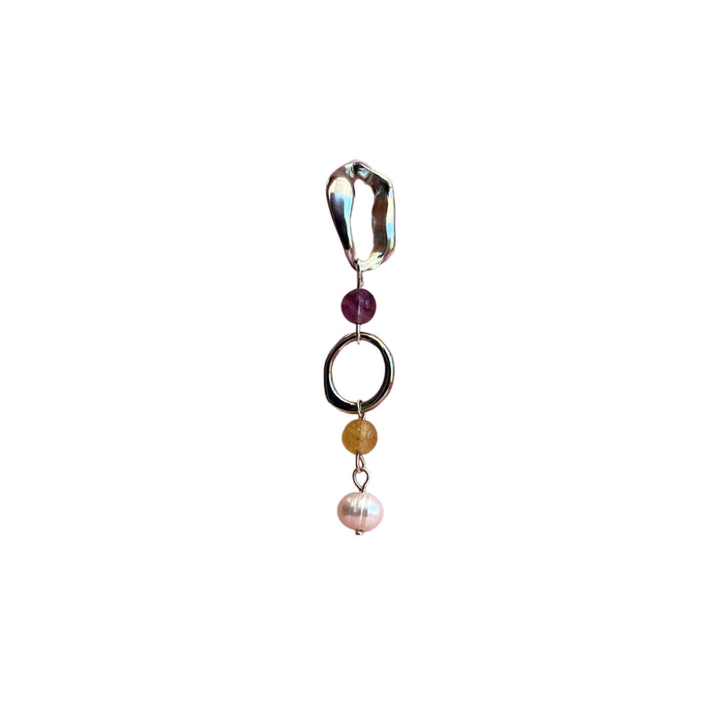Anneaux organiques en acier inoxydable - fluorite et perles de culture