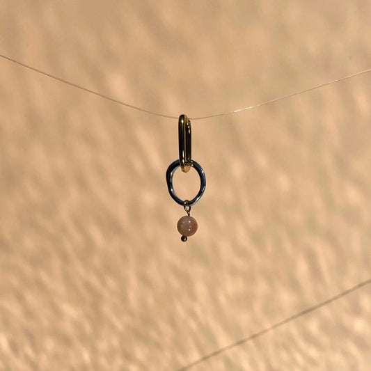 boucle d'oreille en acier inoxydable et pierre de soleil