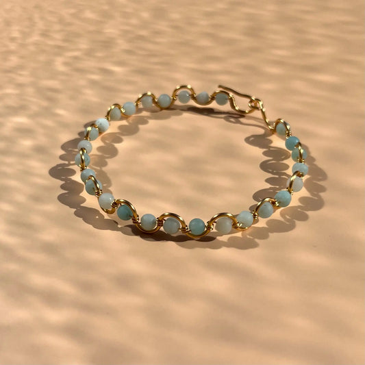 bracelet en amazonite mat fait main dans le sud-est de la France