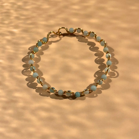 bracelet en amazonite mat, fait main dans le sud est de la france