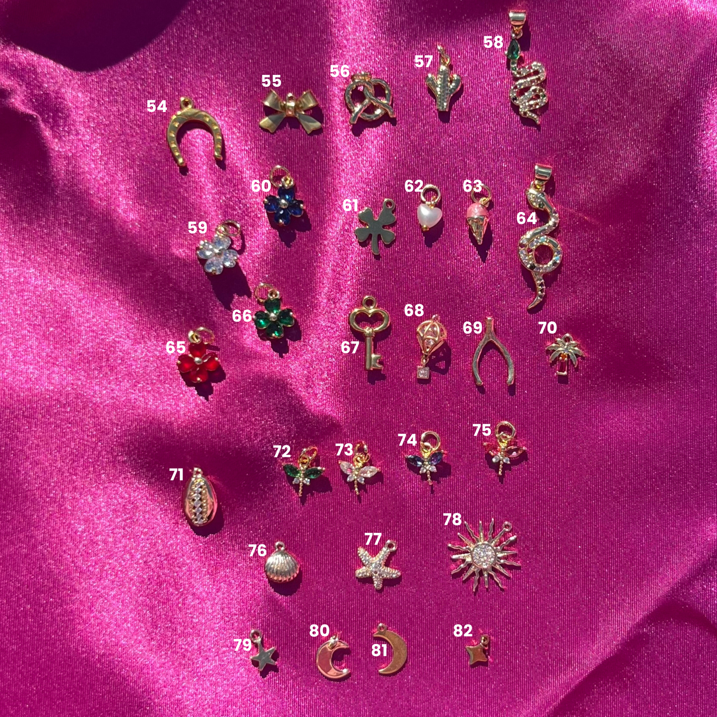 charms personnalisable acier inoxydable, libellule, clé, lune, mongolfière, serpent, cactus, bretzel, trefle, coquillage, étoile, glace, coeur, palmier