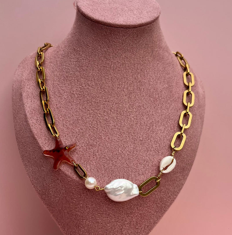 collier charm fait main en forme d'étoile de mer