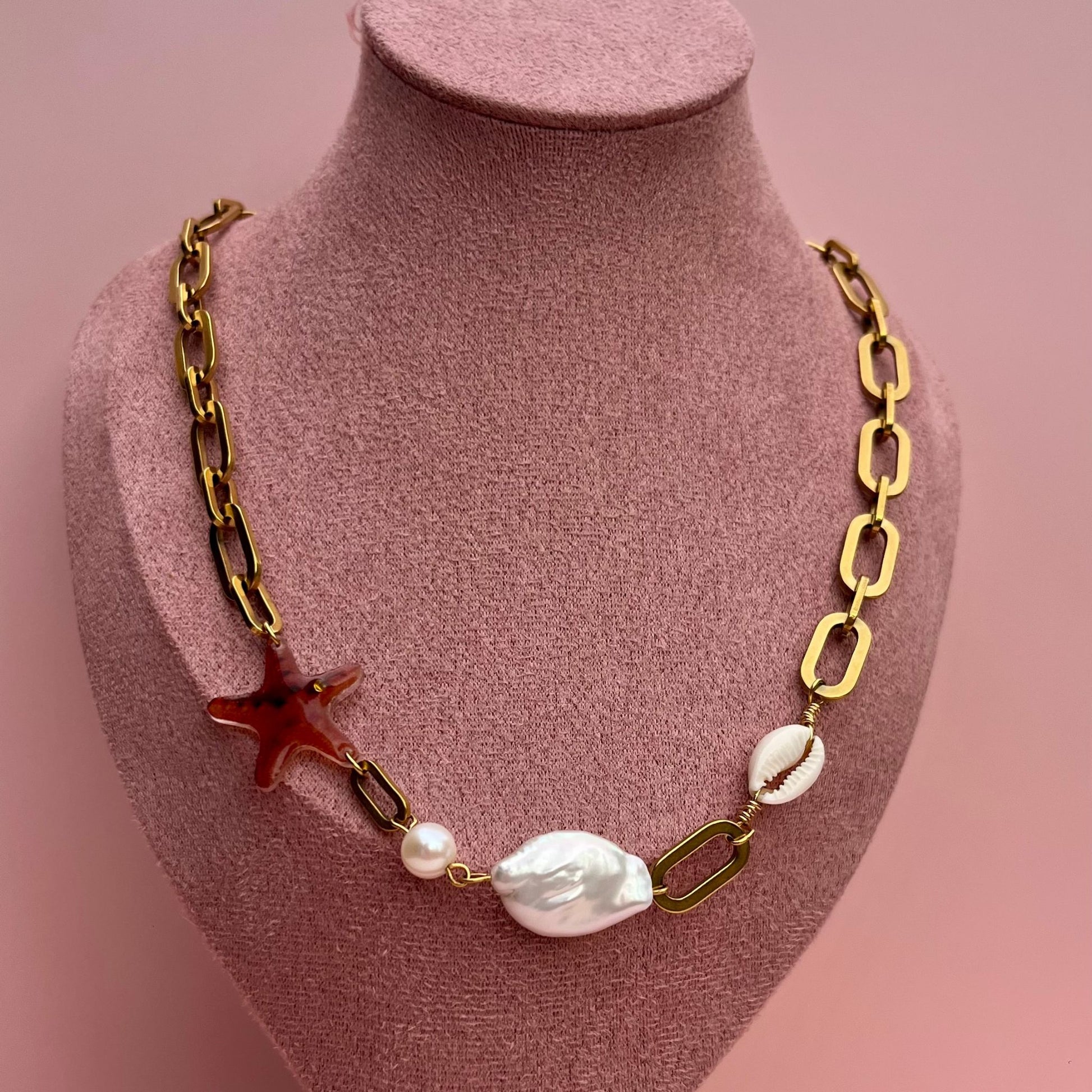 collier charm fait main en forme d'étoile de mer