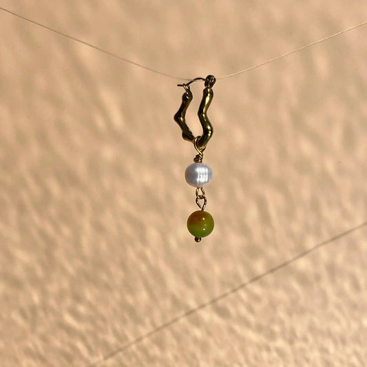 créole en forme de coeur avec pendentif en perle de culture et agate