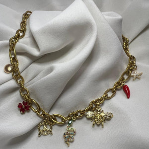 collier a charms personnalisable, exemple de creation Lodzé pour une cliente 