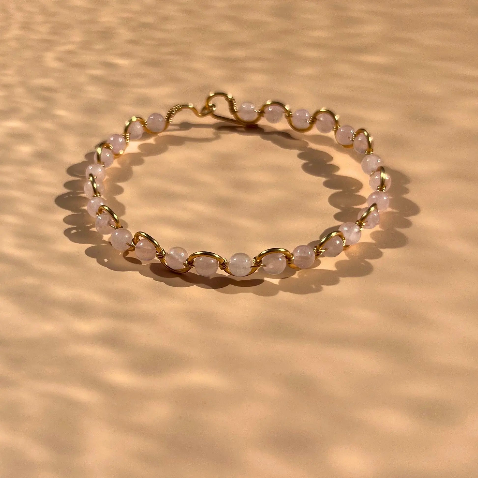 bracelet en quartz rose lodzé