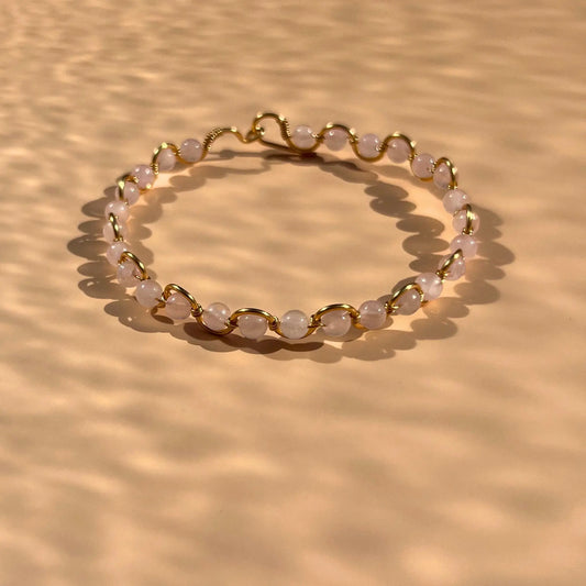 bracelet en quartz rose lodzé